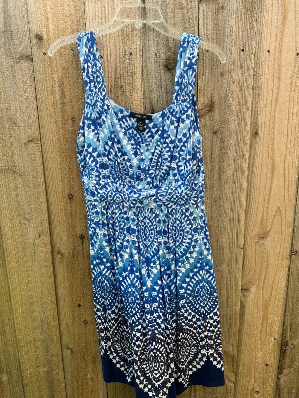 Style & Co Blue White Pattern Summer Dress – Medium